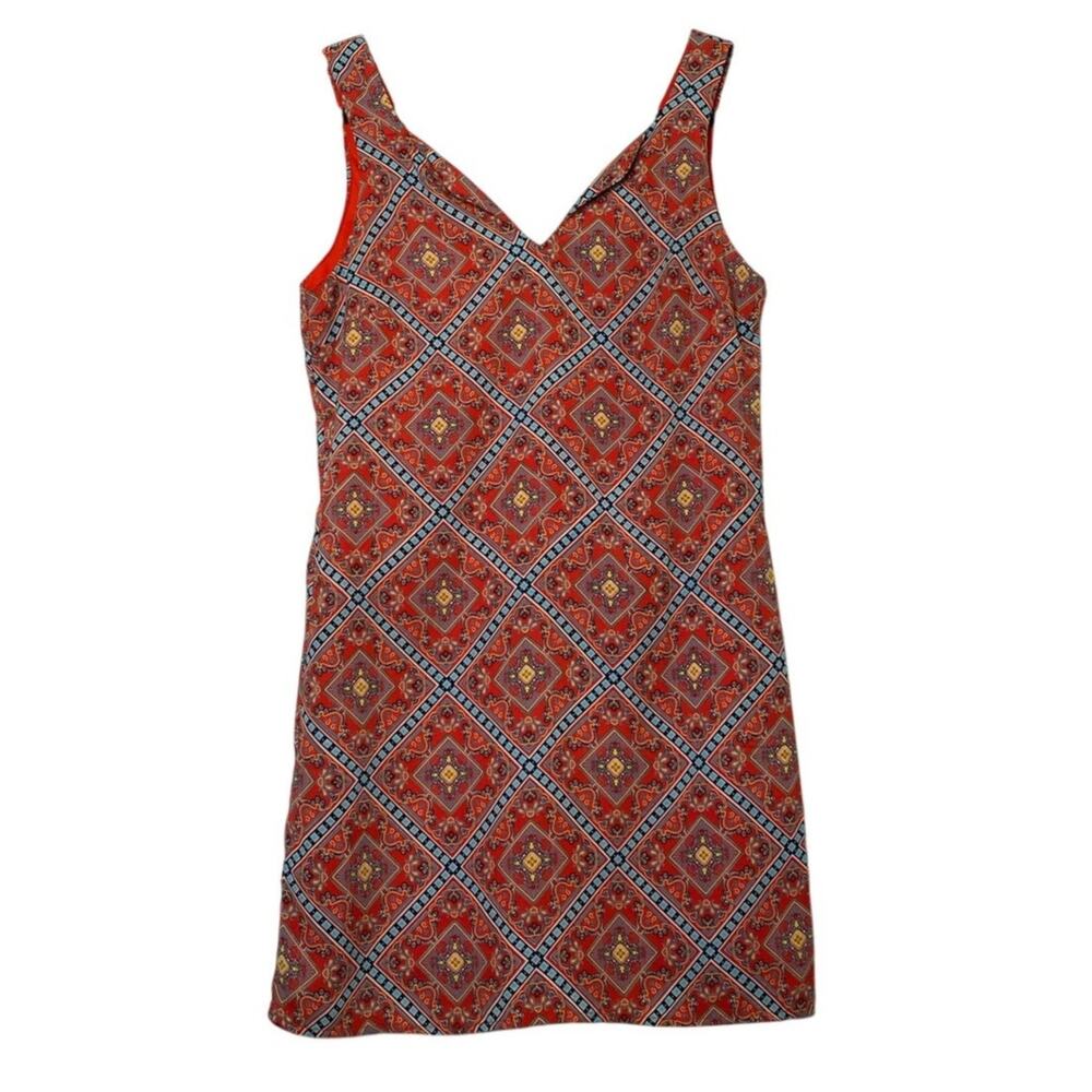 Dina Be mini dress Turquoise Orange size small v neck sleeveless - Picture 7 of 10